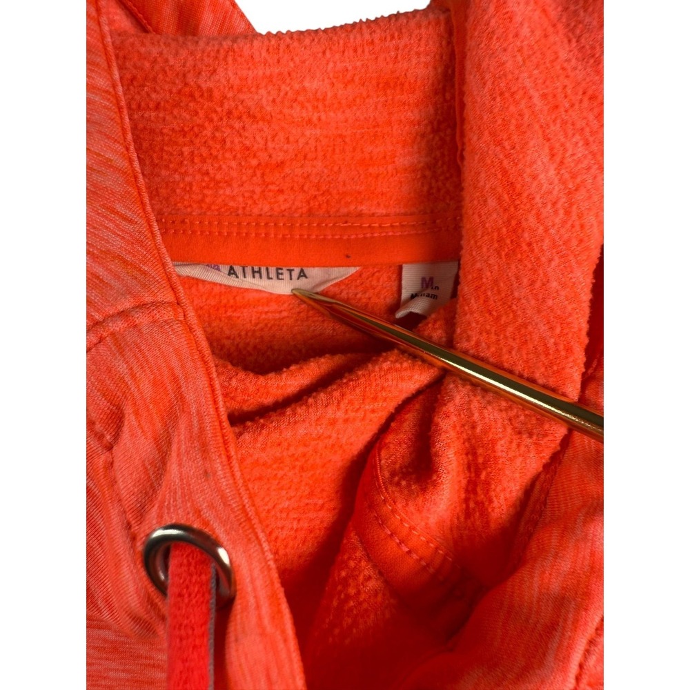 Athleta Hoodie Womens Medium Orange Coral Pullover Thumbholes Kangaroo Pocket - Picture 3 of 8